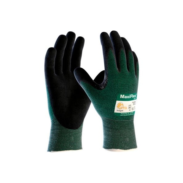 Pip Micro-Foam Nitrile Coated Gloves, Nitrile, Palm & Fingers, 3 Abrasion Level, Green/Black, 2XL 34-8743/XXL - main